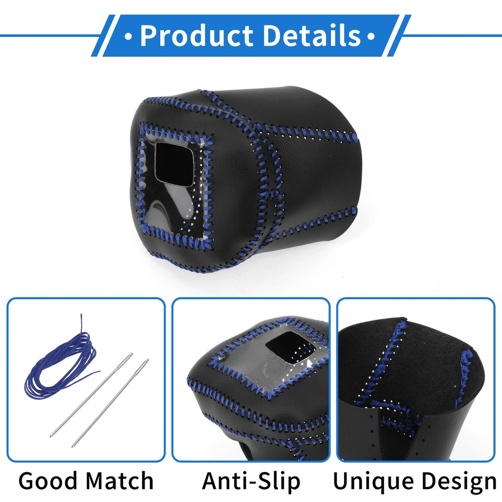 Gear Shift Knob Cover for Nissan Rogue (2021–2024) Black Blue Faux Leather