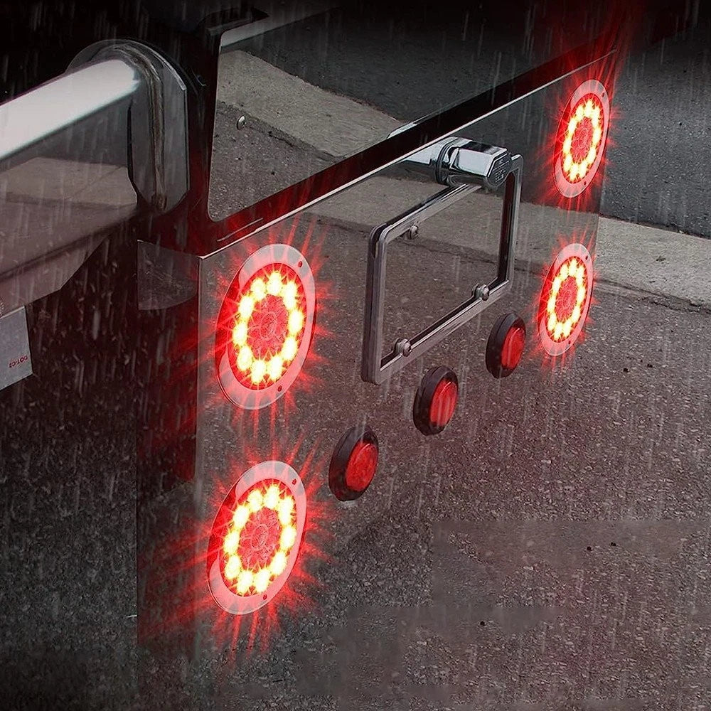 2X 4" 16LED Round Tail Light for Truck (2010–2023) Red/Amber