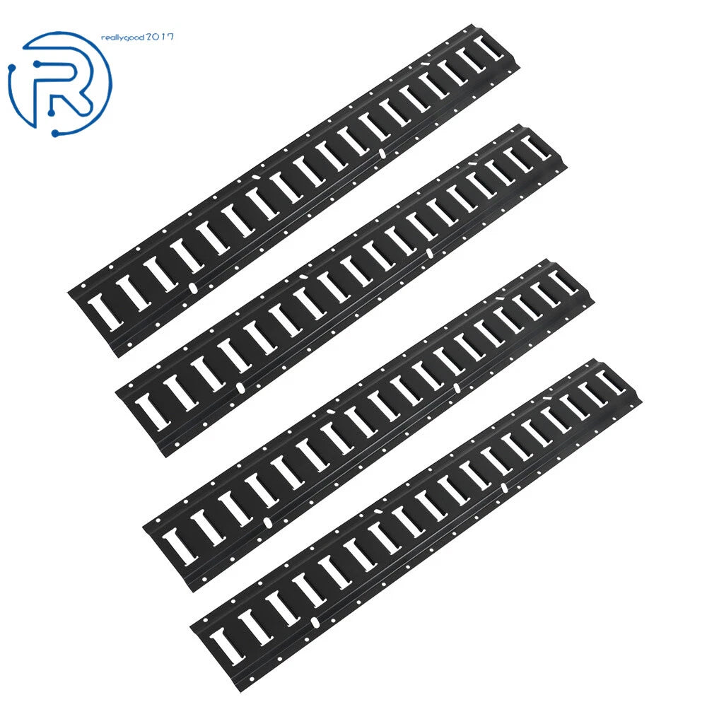 Set of 4 E Track Tie Down Rails for Garages Vans Trailers (3') Black
