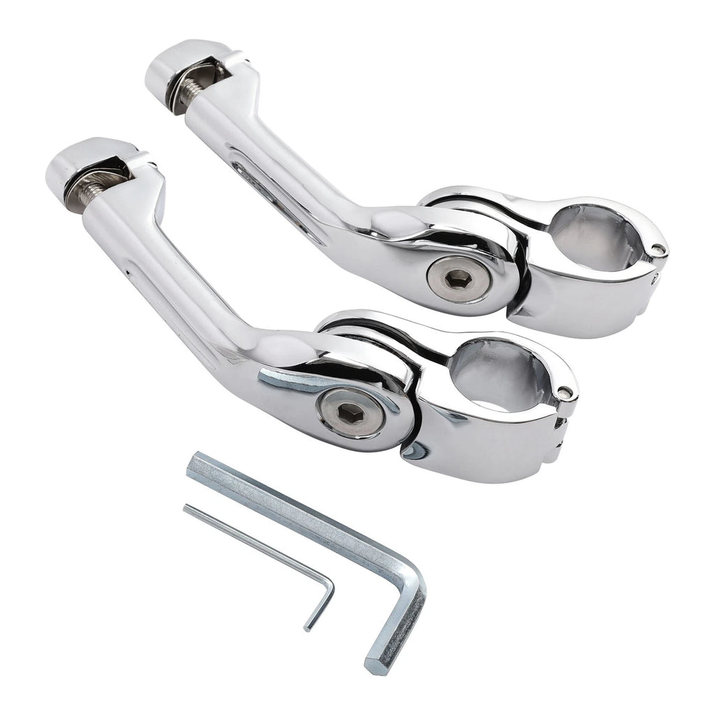 1 1/4" Chrome Long Angled Adjustable Highway Foot Peg Mount for Harley Dyna