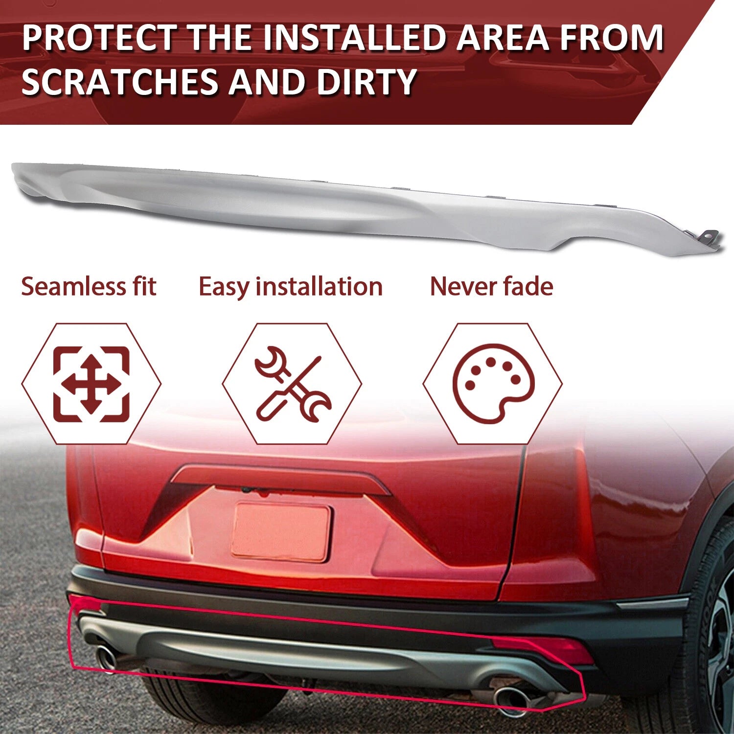 Rear Bumper Lower Valance Cover Trim for Honda CR-V (2017–2019)
