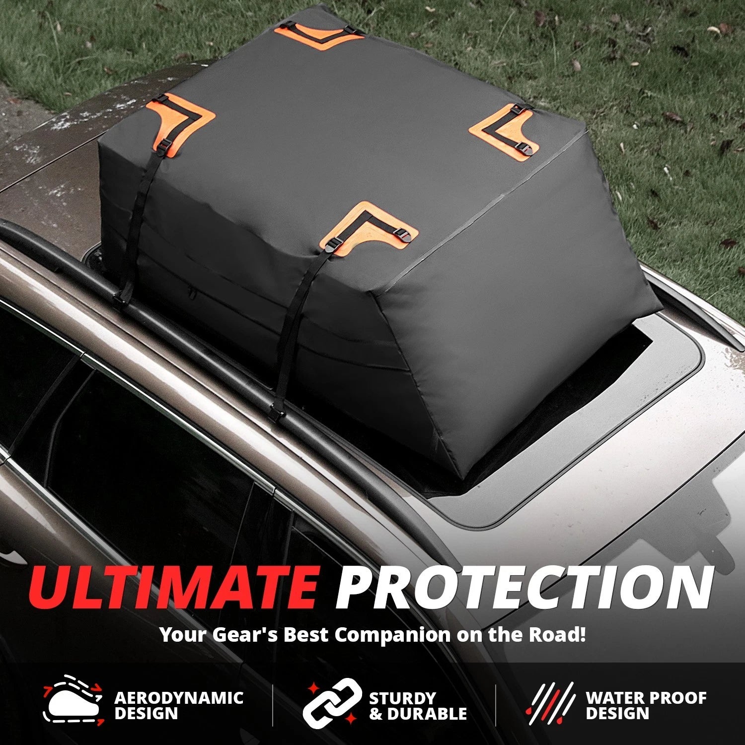 Roof Cargo Bag for Universal Fit (Waterproof, PVC Coated, 4 Straps)