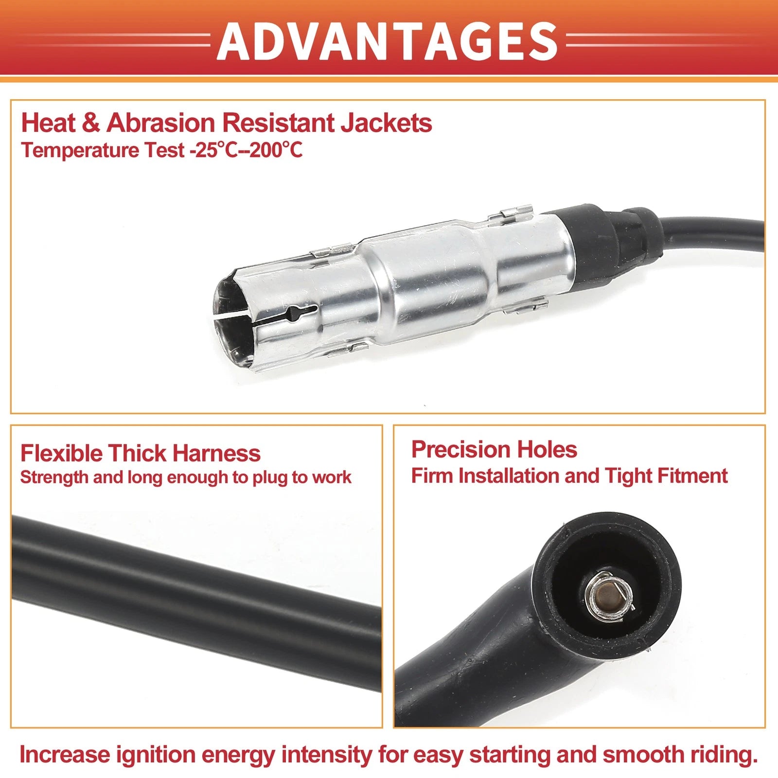 Set of 4 Spark Plug Wire Ignition Coil Cables No. 06A905409A for Audi A3 (1996–2003)