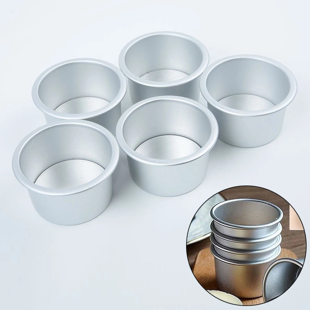 Set of 5 Mini 2.5 Inch Removable Bottom Cake Pan Moulds