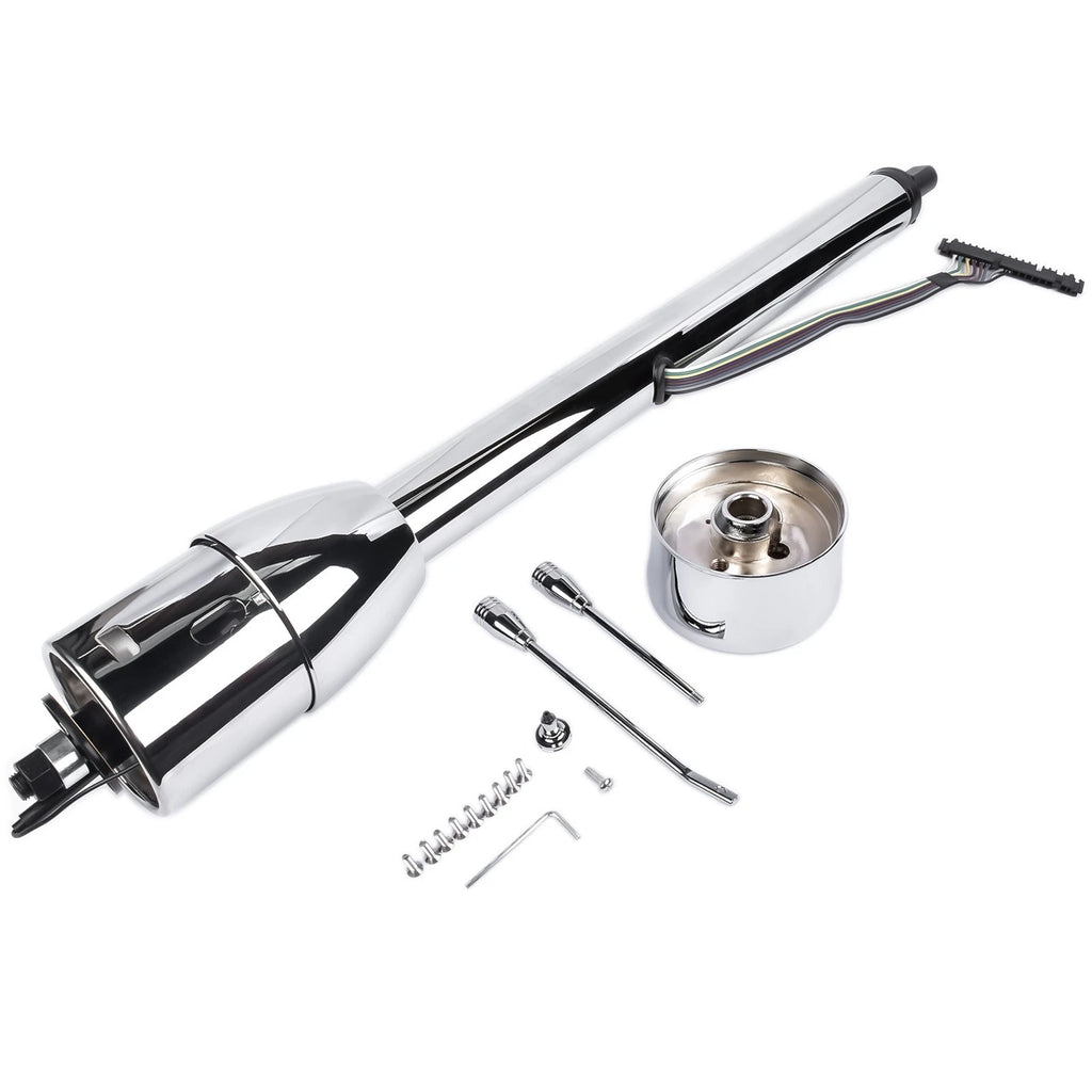 30" Chrome Tilt Steering Column with Wheel Adapter for Hot Rod (No Key)
