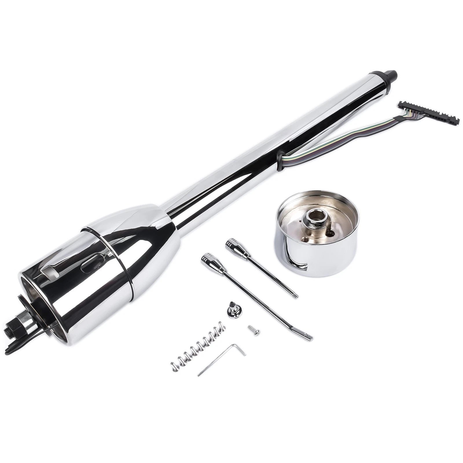 30" Chrome Tilt Steering Column with Wheel Adapter for Hot Rod (No Key)