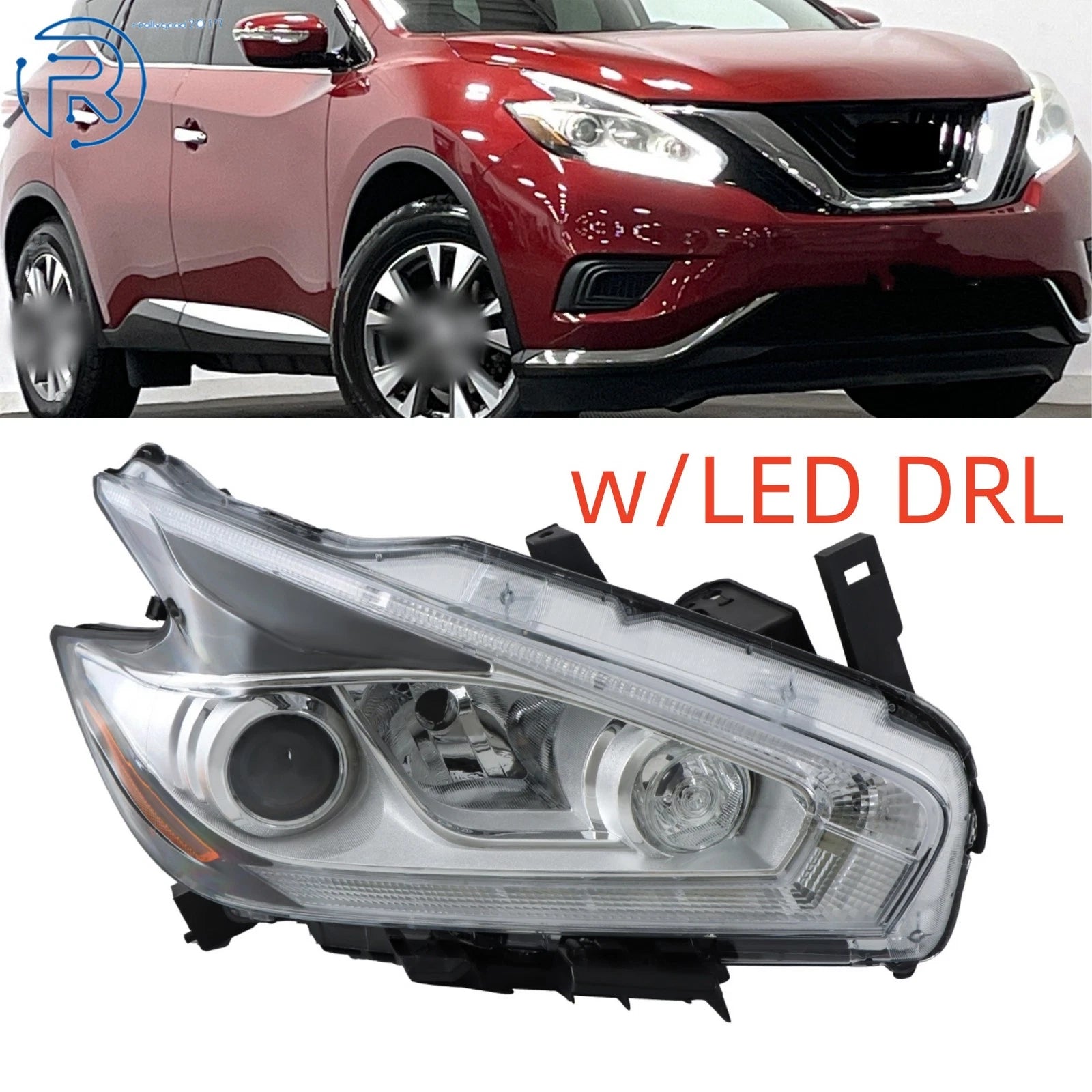Halogen Headlight for Nissan Murano (2015–2016) with LED DRL Chrome