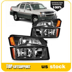2X Black Headlights and Bumper Lamps for Chevy Avalanche (2002–2006)