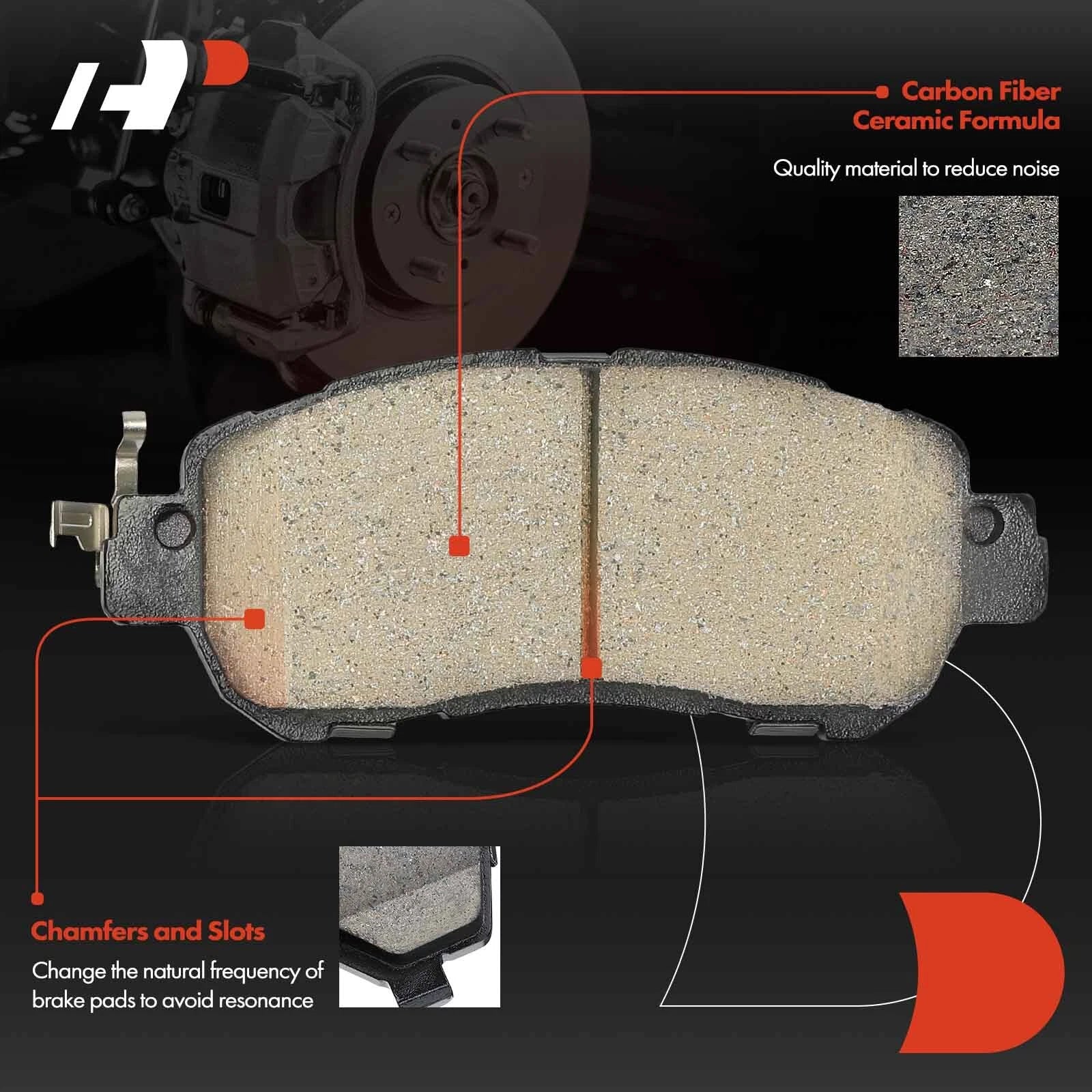 Set of 4 Front Ceramic Brake Pads for Nissan Versa (2020–2022) Kicks (2018–2022)
