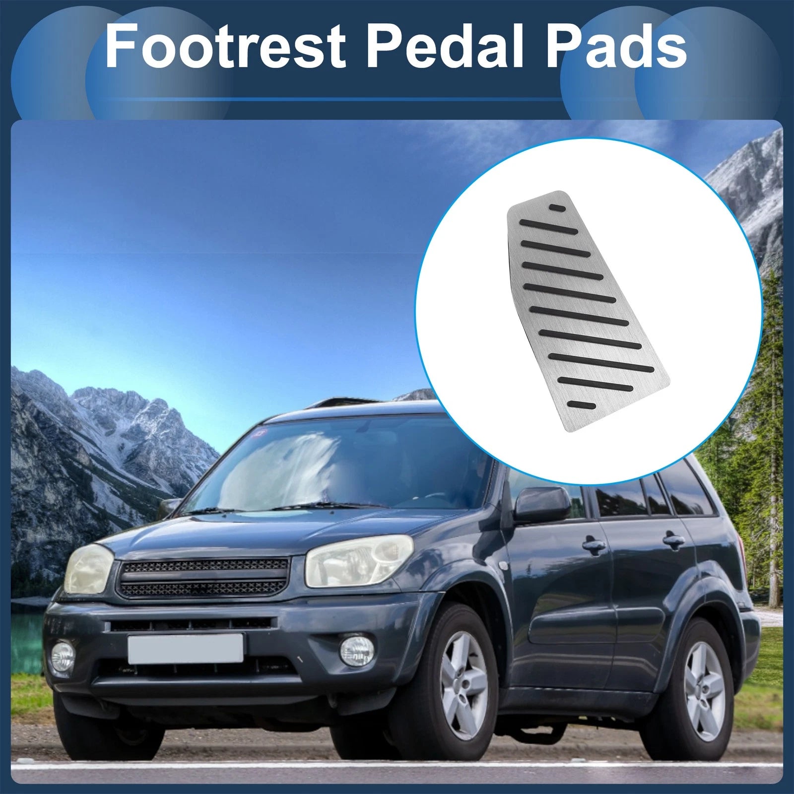 Footrest Pedals Cover for Toyota RAV4 (2019–2024) Aluminum Alloy Silver Tone