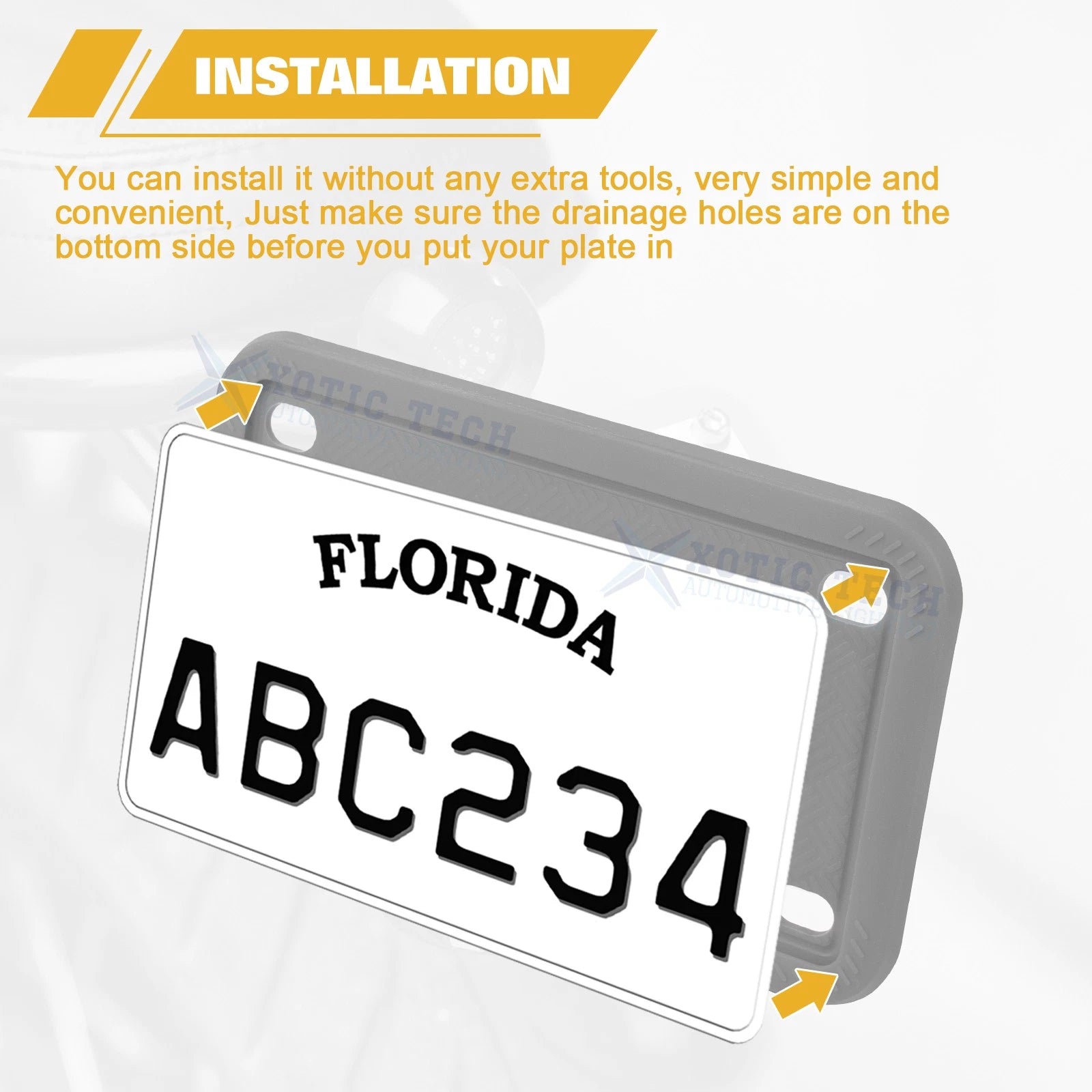 Gray Motorcycle Silicone License Plate Frame for Universal (Rustproof, 2-3)