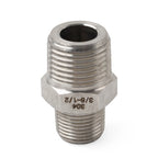 3/8" BSPP Male to 1/2" NPT Male 304 Stainless Hex Nipple Pipe Fitting