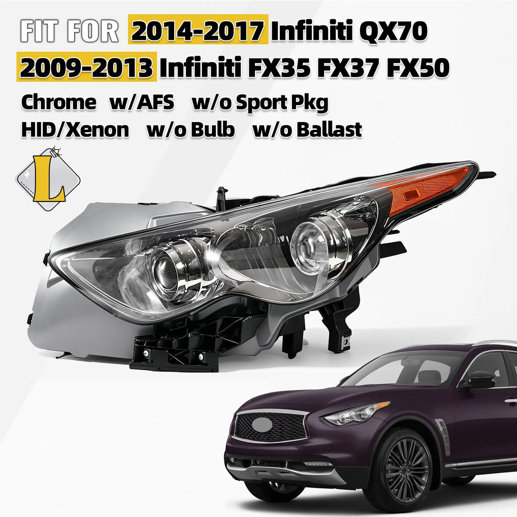 HID Headlight Left LH for Infiniti FX35 FX37 FX50 QX70 (2009–2017)