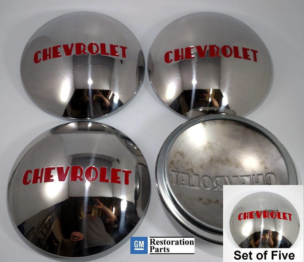 Set of 5 Stainless Hubcaps for Chevrolet 1/2 Ton Truck (1947–1953)
