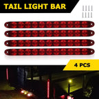Set of 4 LED Red Sealed Trailer Truck RV Stop Tail Rear Brake Light Bars