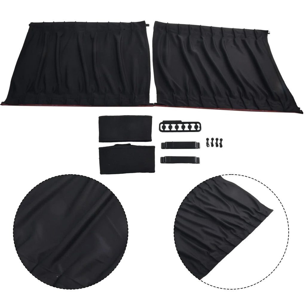 2pcs Adjustable Car Window Anti-UV Sun Shade Drape Visor Curtain Valance