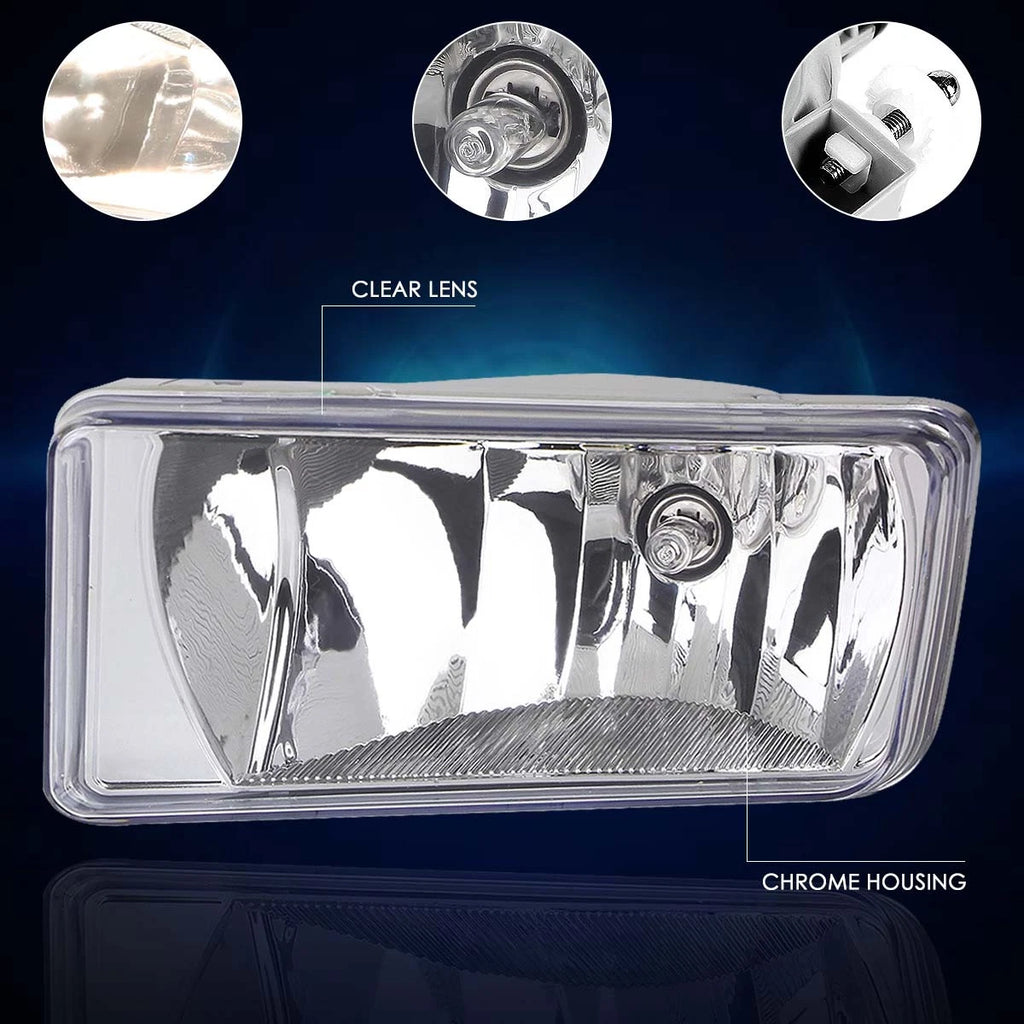 Clear Lens Front Bumper Fog Lights + Switch for Silverado Tahoe Suburban (2007–2015)