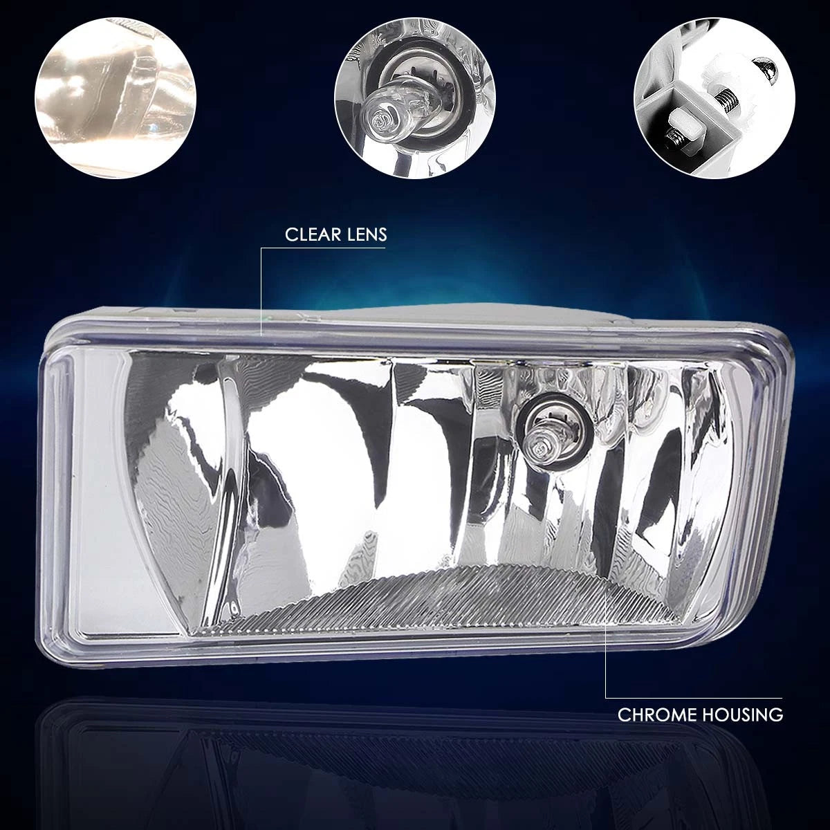 Clear Lens Front Bumper Fog Lights + Switch for Silverado Tahoe Suburban (2007–2015)