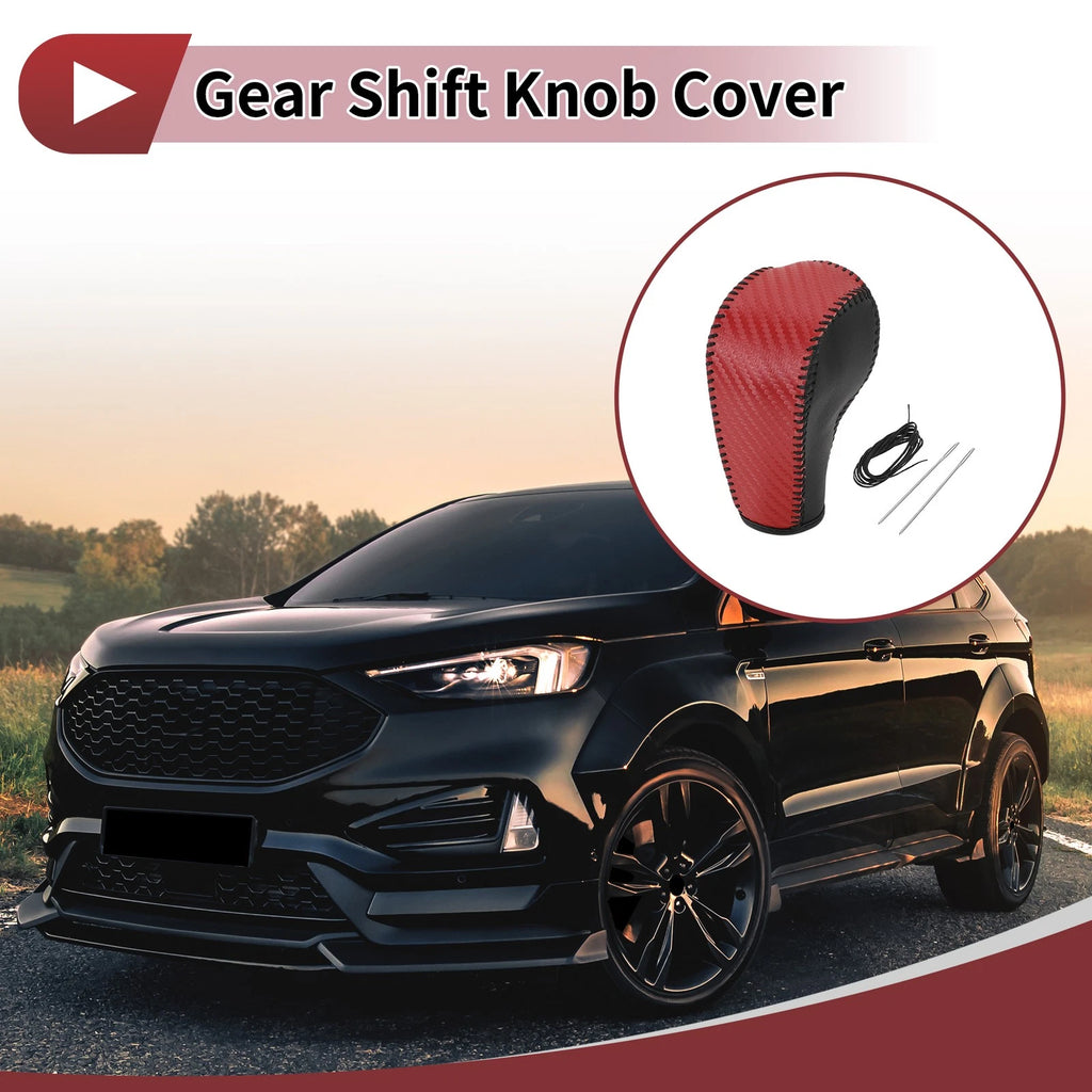 1 Pc Gear Shift Knob Cover for Ford Edge (2011–2014) Red Faux Leather