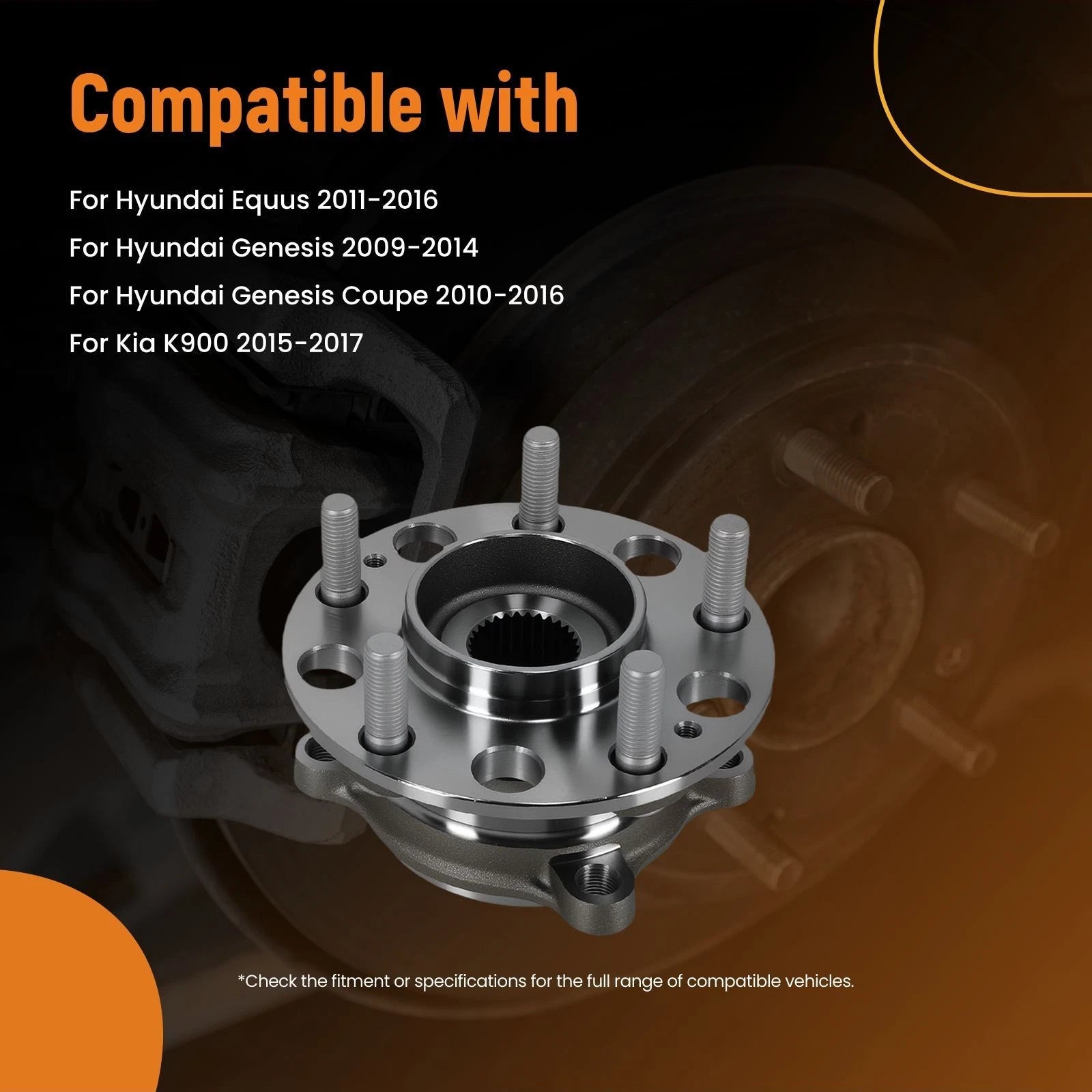 Set of 2 Rear LH RH Wheel Hub & Bearing Assembly for Kia K900 (2015–2017) WH512417