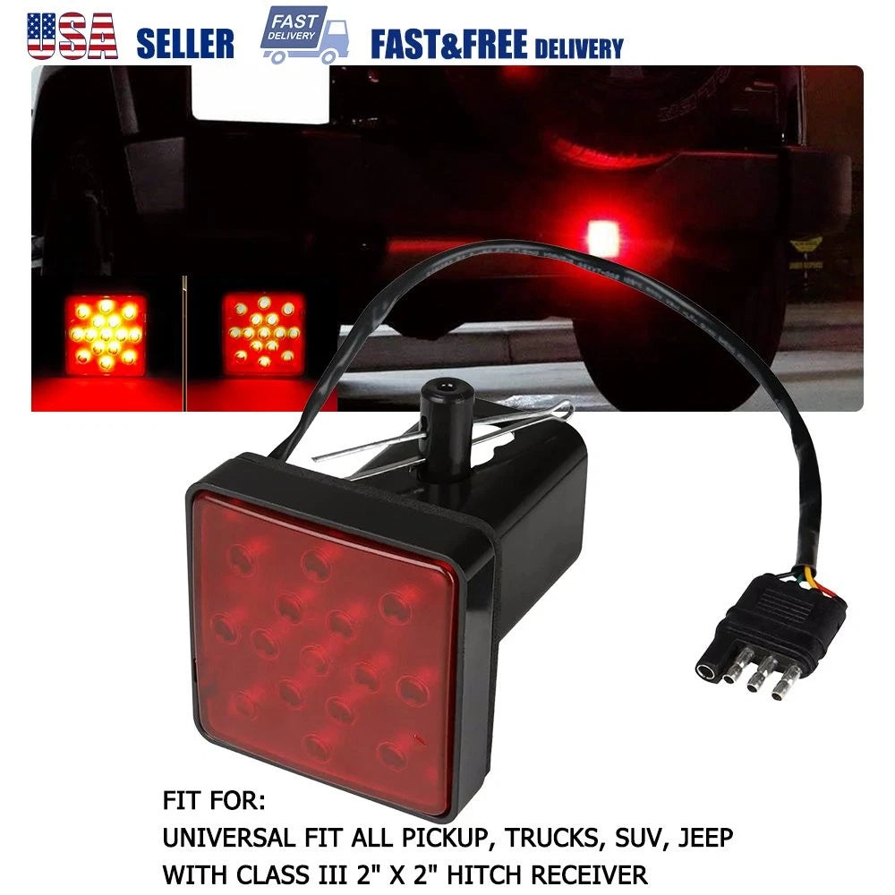 15-LED Brake Light Trailer Hitch Cover for Towing & Hauling (2")