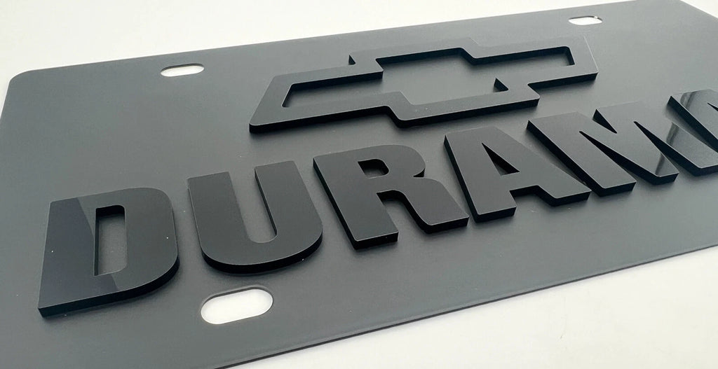 License Plate Frame Heavy Duty Black Metal for Chevrolet Duramax (2017–2024)