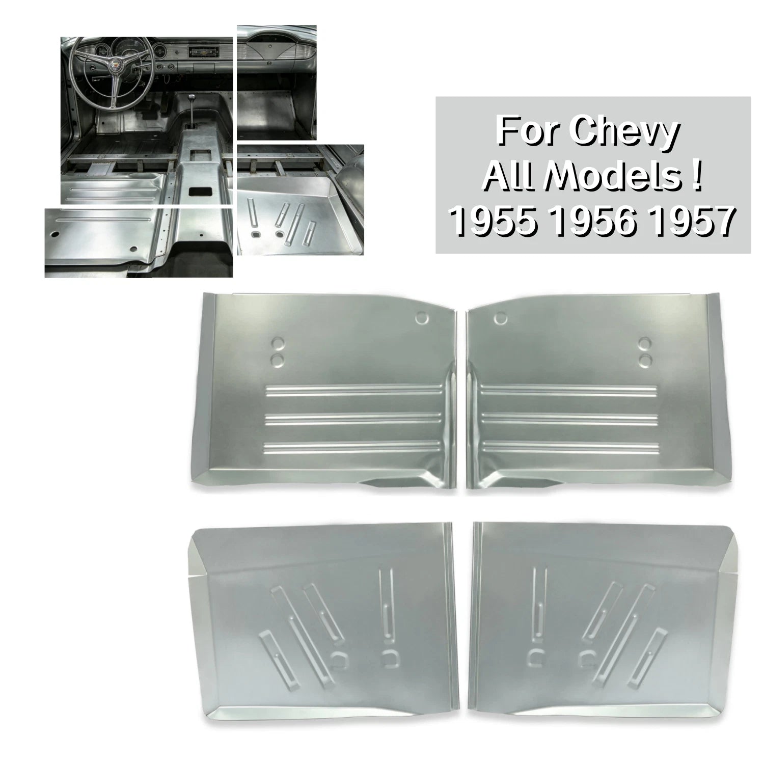 Front & Rear Floor Pans for Chevy All Models (1955–1957)