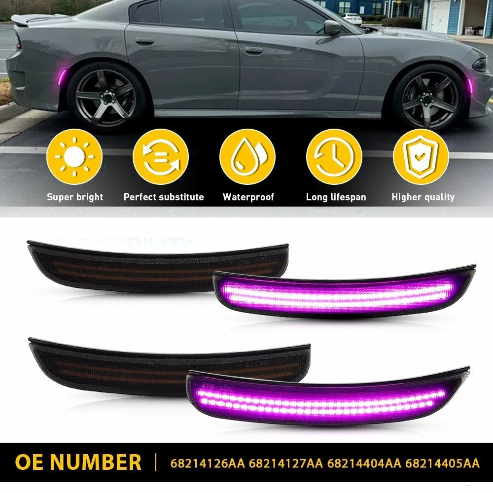 Set of 2 LED Bumper Side Marker Lights for Dodge Charger (2015–2022)