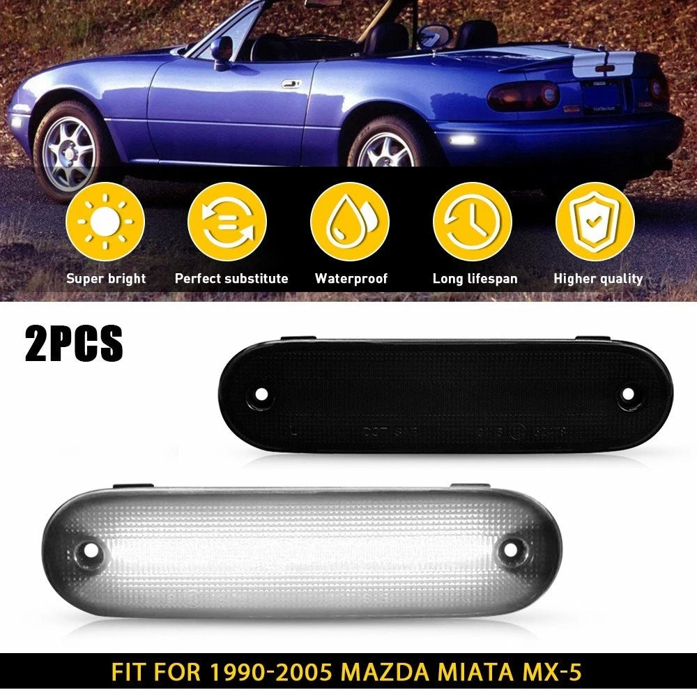 2Pcs Smoked Lens Side Marker Signal Light for Mazda Miata MX-5 (1990–2005)