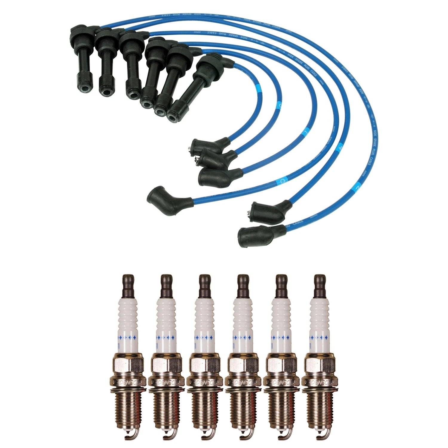 NGK Wire Set & Denso 6 Double Platinum Spark Plugs for Stealth 3000GT (1991–1999)