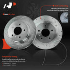 Set of 6 Rear Drilled Brake Rotors & Pads for Buick Lucerne Cadillac DTS