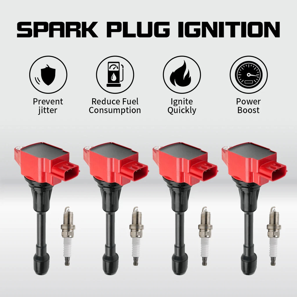 4X Ignition Coil + Plugs for Nissan Rogue Altima Frontier Sentra FX50 (2008–2022) UF549