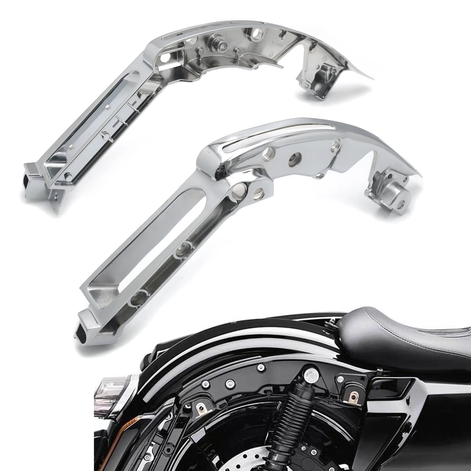 Chrome Rear Fender Support Brackets Kit for Harley CVO (2014–2024)