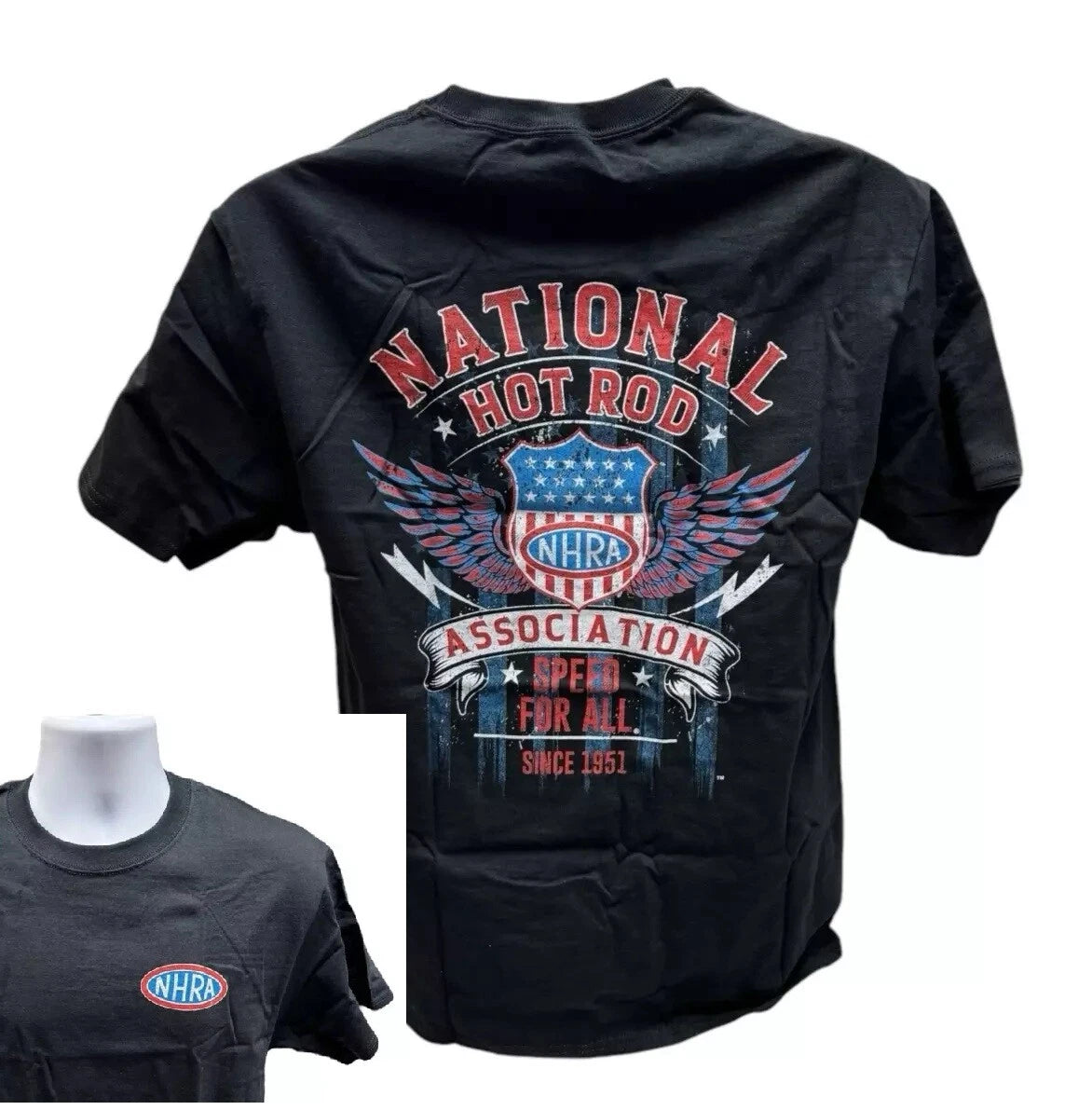 Speed T-Shirt Vintage NHRA Drag Racing for All American Flag (Men)