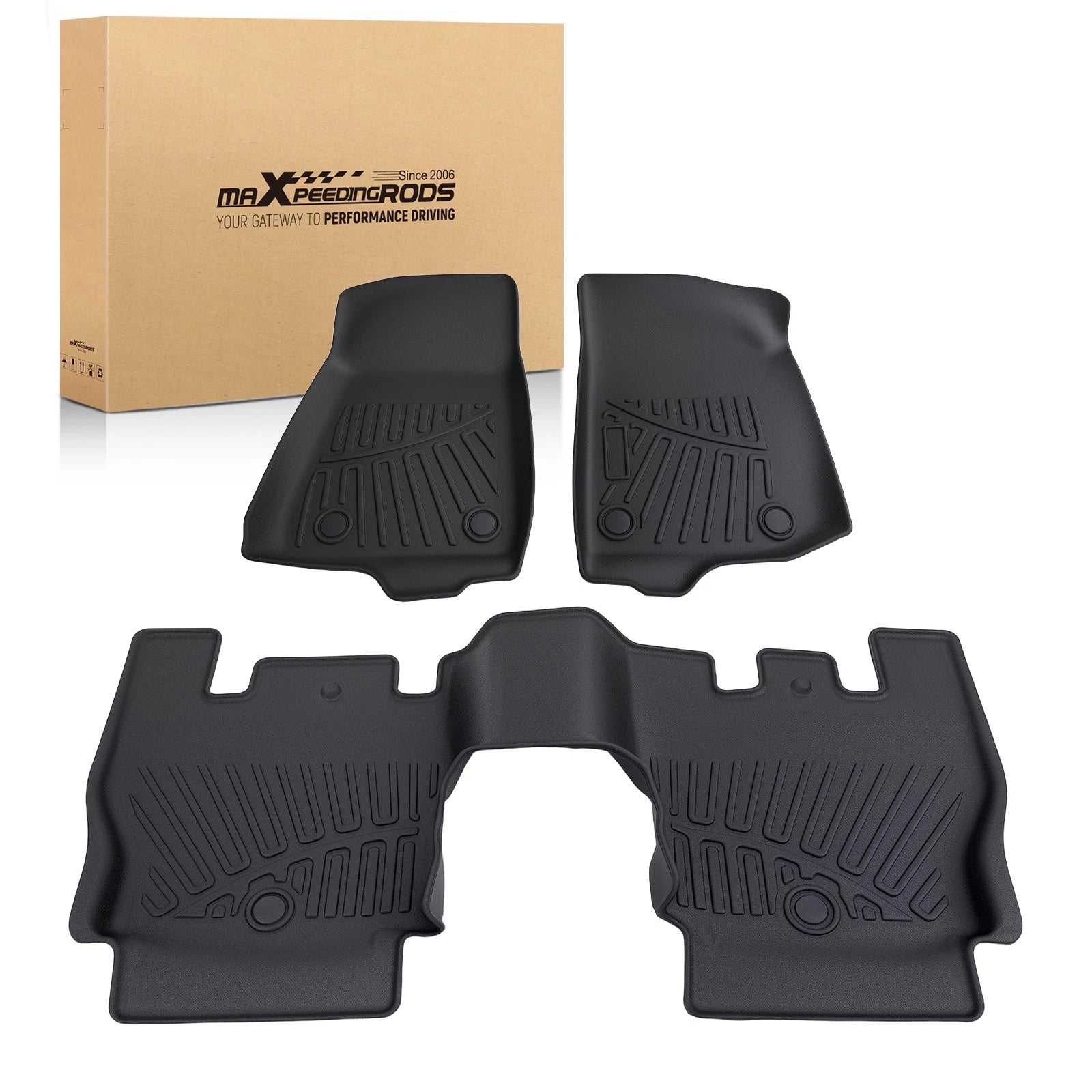 Set of 4 Carpet Floor Mats for Jeep Wrangler JL 4-Door (2018–2024) TPE Black