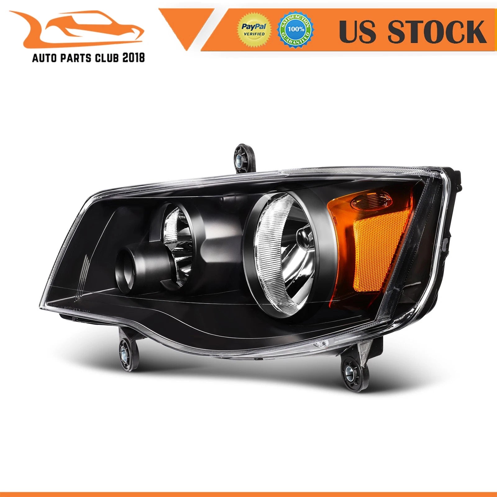 Headlight Assembly for Dodge Grand Caravan (2011-2020) Black Housing