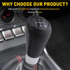 Black Leather 5 Speed Gear Shift Knob for Universal Cars (YYYY–YYYY)