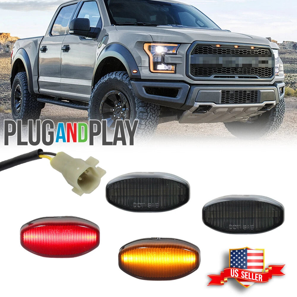 Set of 4 Smoked LED Fender Marker Lights for Ford F150 (2017–2023)