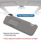 Left Driver Side Sun Visor for Toyota Highlander (2014-2019) Gray