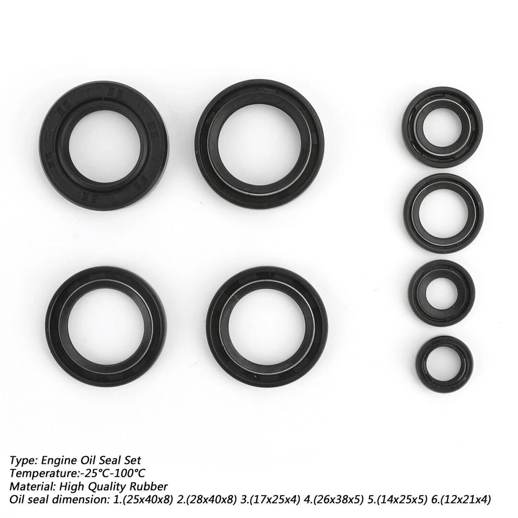 Complete Engine Oil Seal Set Kit x 8 for Yamaha DT 125 DT125 (1976–1981)