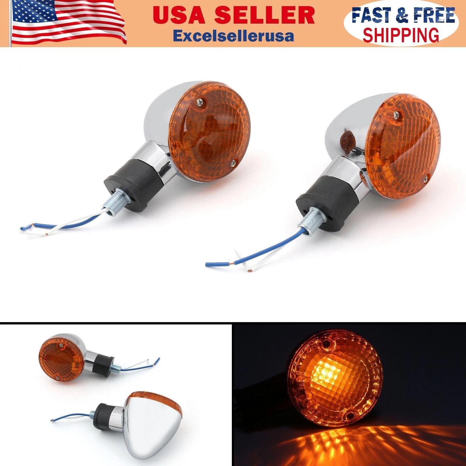 Turn Signal Bullet Lights for Kawasaki Vulcan 800, Yamaha Road Star (1996–2009)