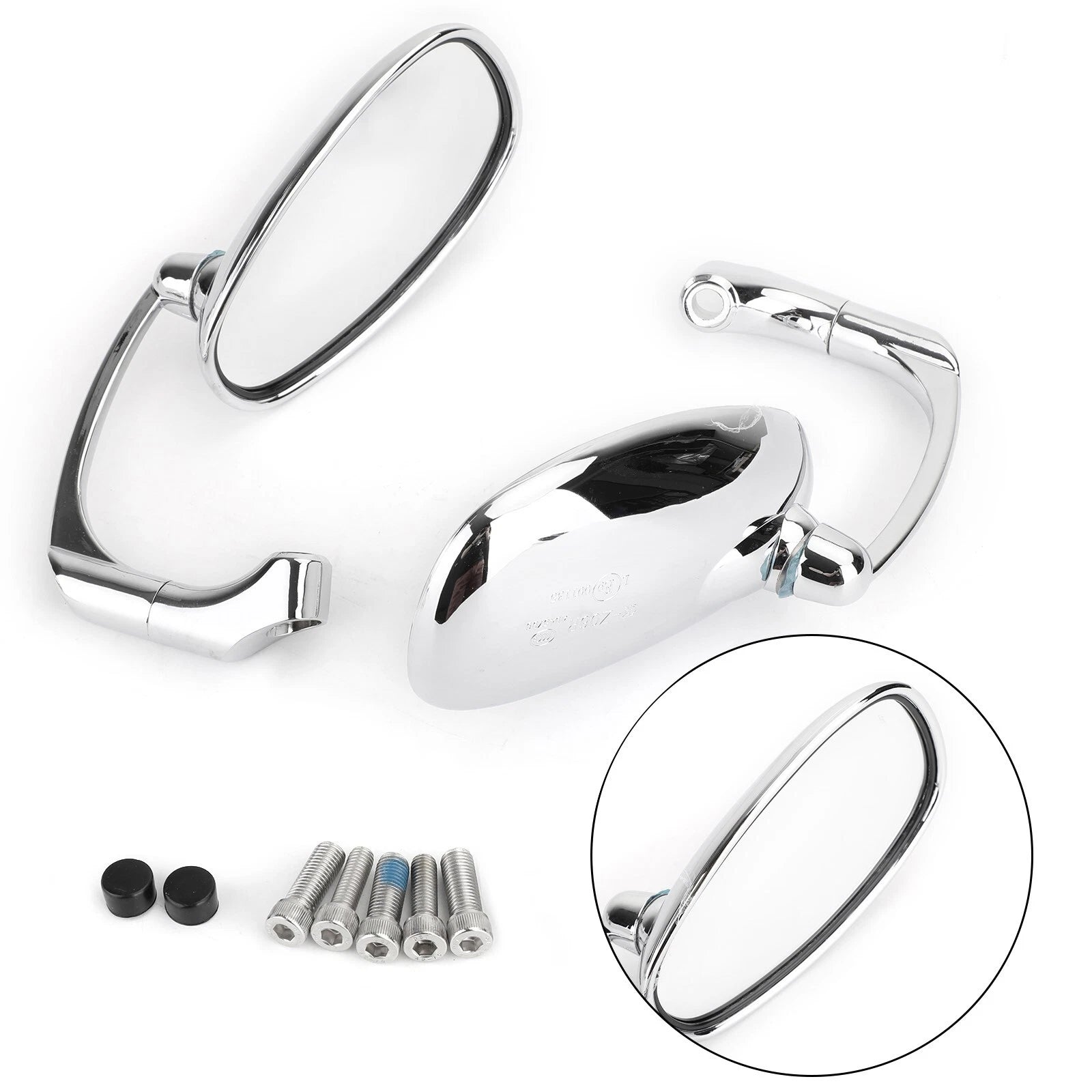 Pair of Round Rear View Mirrors for Universal Motorcycle (8mm 10mm)