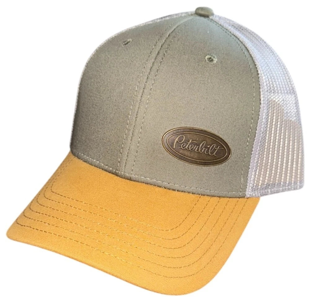 Antique Brass Logo Snapback Hat for Peterbilt Trucks