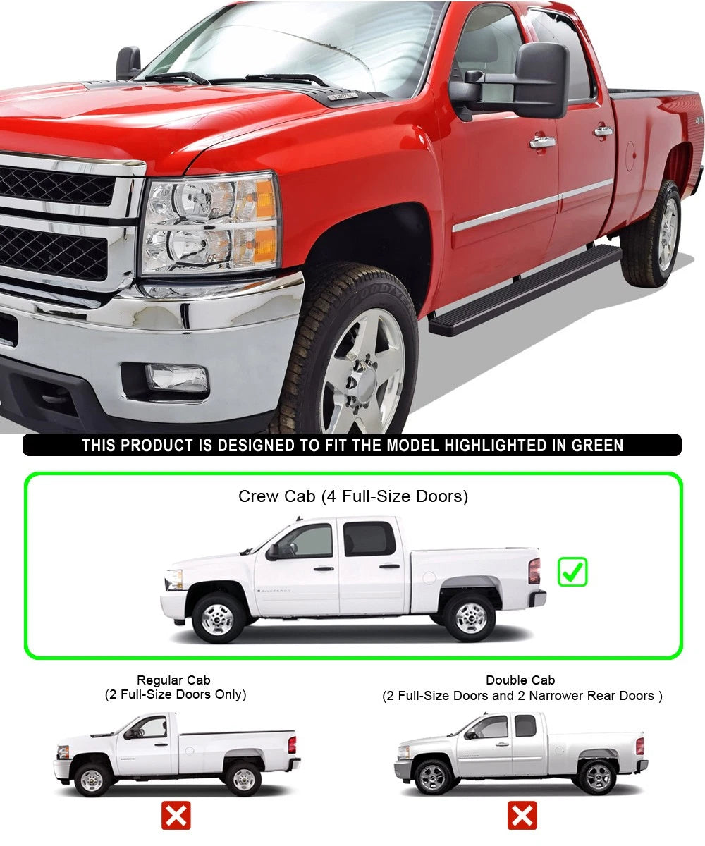 iBoard Stainless Steel 5" Side Bars for Chevy Silverado/GMC Sierra (2001-2013)