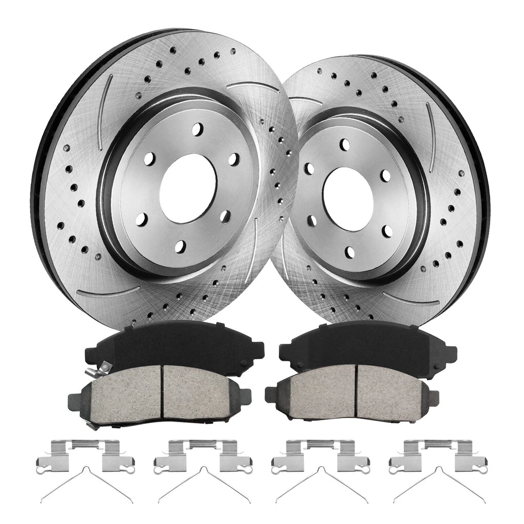Drilled Rotors + Brake Pads for Nissan Frontier Xterra Suzuki Equator (2005–2019)