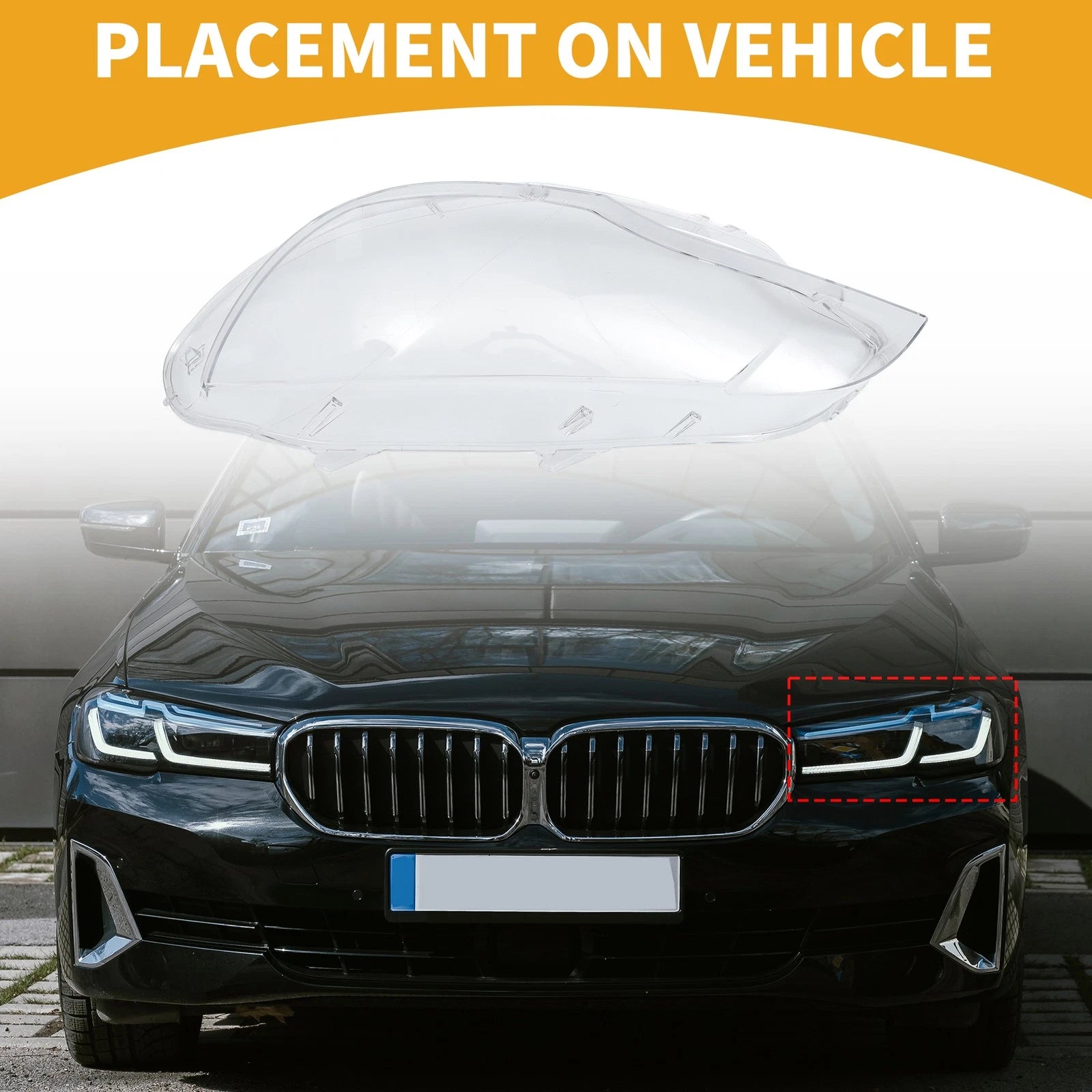1 Pc Headlight Lens Cover for BMW X6 (2008–2014) No. 63117271371 Clear