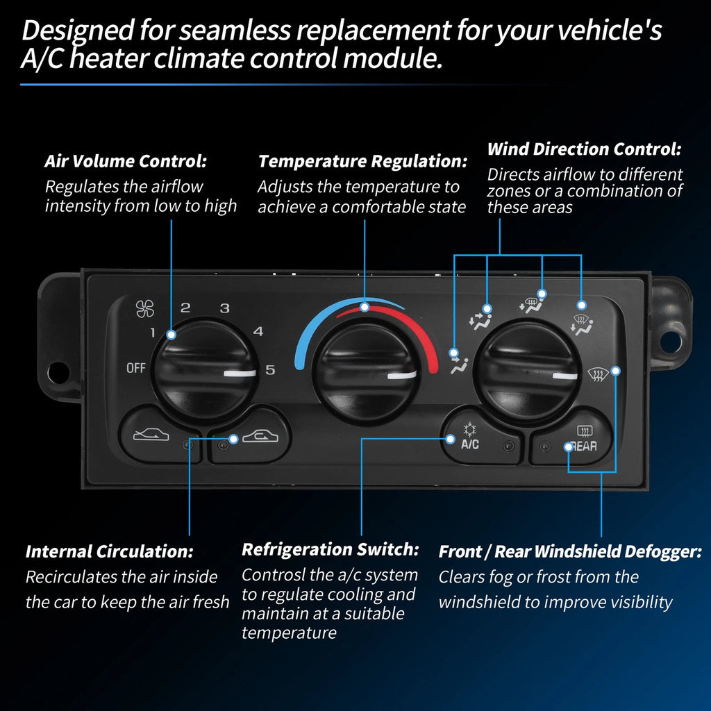 A/C Heater Climate Control Module Panel for Chevrolet Malibu (1997–2005) No.599213