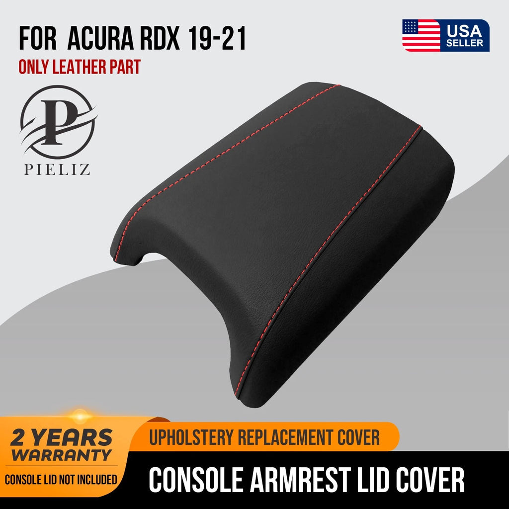 Center Console Armrest Lid Cover for Acura RDX (2019–2021) Red Stitch