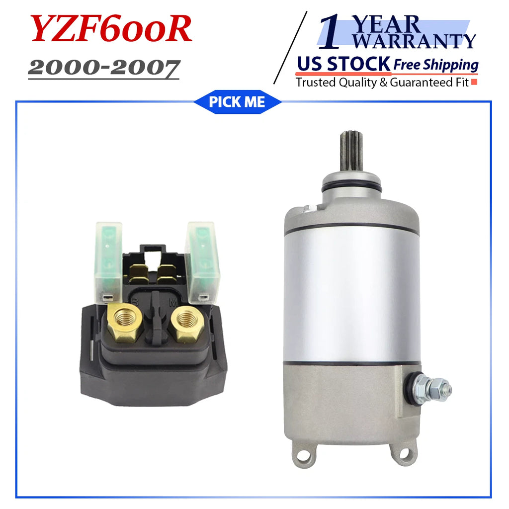 Starter with Solenoid Relay for Yamaha YZF600R (2000–2007)