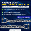 5/16" x 10' Lead Chain with Shackles for Boat Anchor (HTG4)